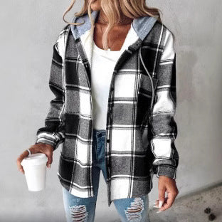 Veste femme à carreaux style grand plaid automne et printemps
- Women's large plaid style women's jacket plaid autumn and Spring