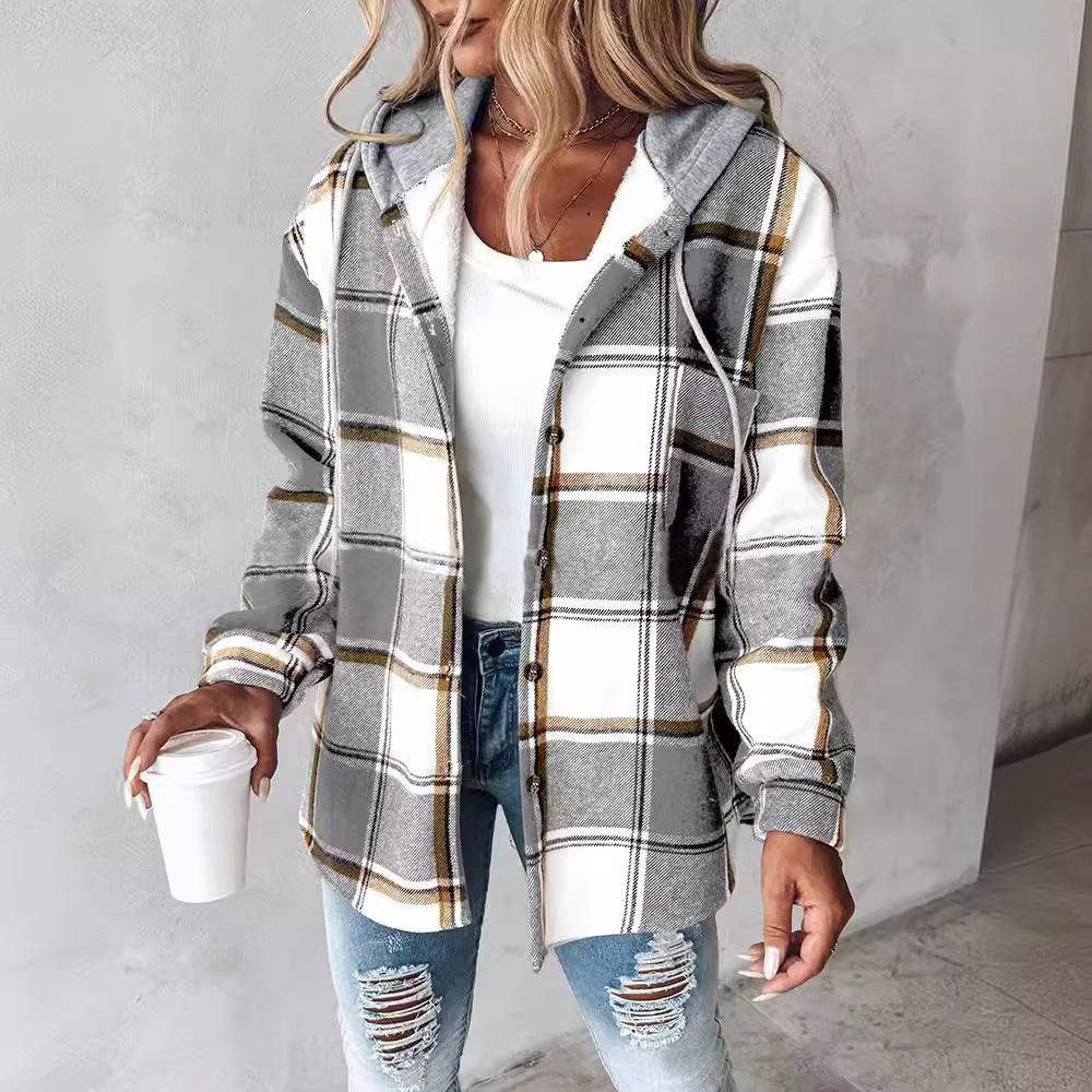 Veste femme à carreaux style grand plaid automne et printemps
- Women's large plaid style women's jacket plaid autumn and Spring