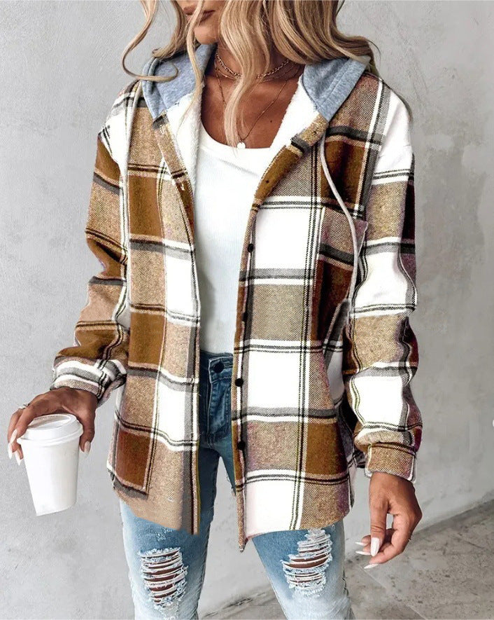 Veste femme à carreaux style grand plaid automne et printemps
- Women's large plaid style women's jacket plaid autumn and Spring