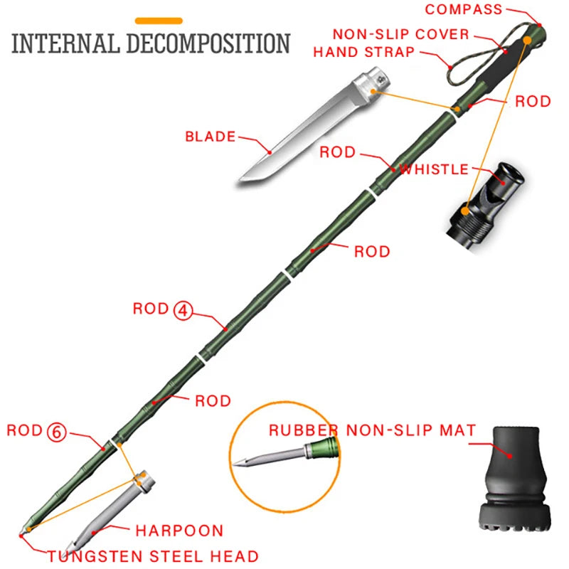 Bâton Tactique de Défense en plein air, Survie, Randonnée Équipement de camping, Outils pliants Multifonctionnels, Bâton de marche
- Outdoor defense Tactical stick Alpenstock Hiking Camping Survival equipment Multifunctional folding tools Walking Sticks