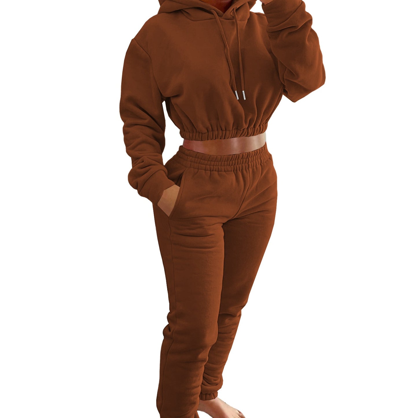 Ensemble deux pièces sweat à capuche et pantalon de jogging pour femme, collection printemps-hiver
- Women's Spring And Winter Plush Sports. Hoodie+Jogging Pants Two-Piece Set