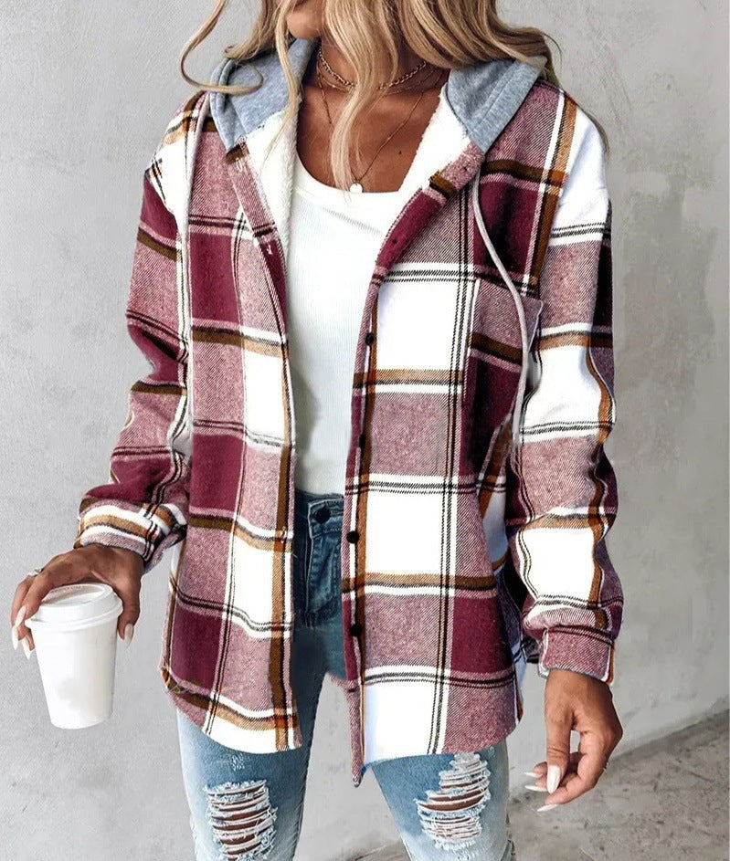 Veste femme à carreaux style grand plaid automne et printemps
- Women's large plaid style women's jacket plaid autumn and Spring