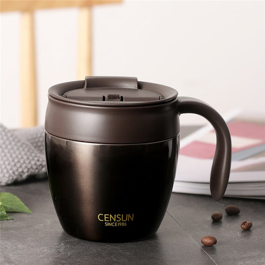 Tasse à café isotherme en acier inoxydable de 320 ml avec couvercle et poignée.
-320ml Stainless Steel Coffee Mugs Thermos Insulate With Handle Lid.