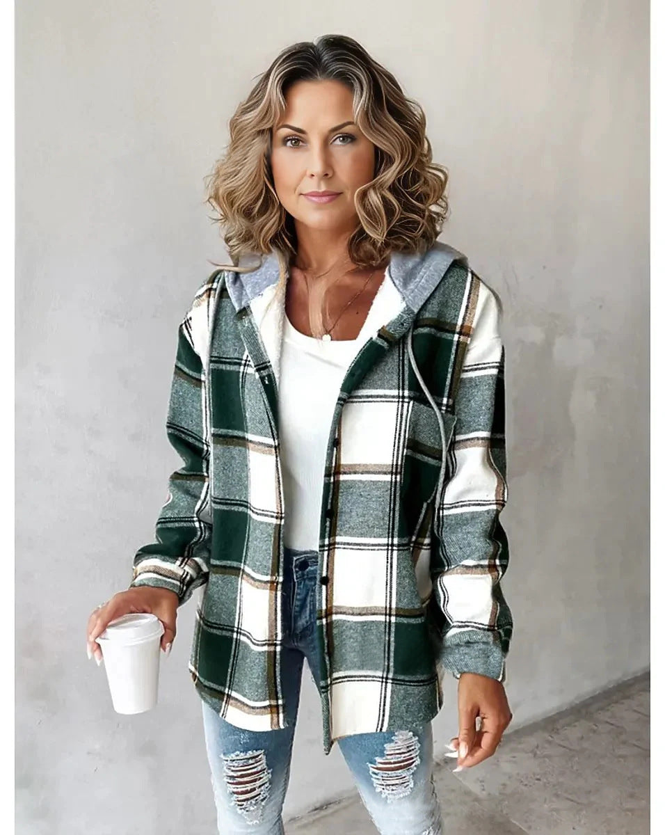 Veste femme à carreaux style grand plaid automne et printemps
- Women's large plaid style women's jacket plaid autumn and Spring