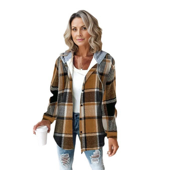 Veste femme à carreaux style grand plaid automne et printemps
- Women's large plaid style women's jacket plaid autumn and Spring