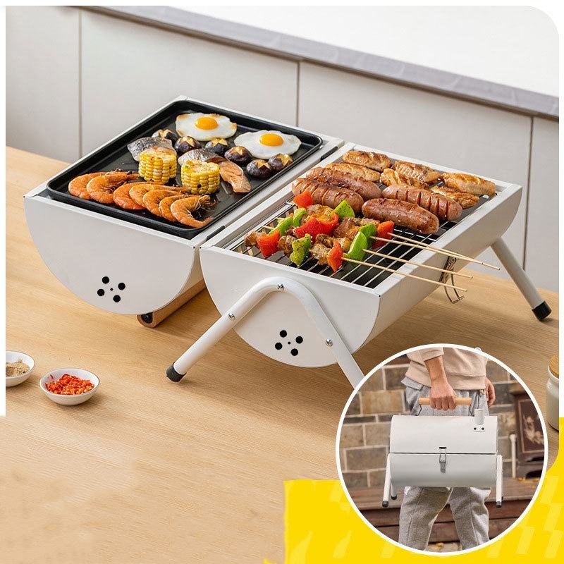 Barbecue portable double face pour l'extérieur, réchaud de camping, barbecue au charbon de bois, grille de barbecue. 
-Outdoor portable double-sided barbecue stove, barbecue rack. Camping, home…